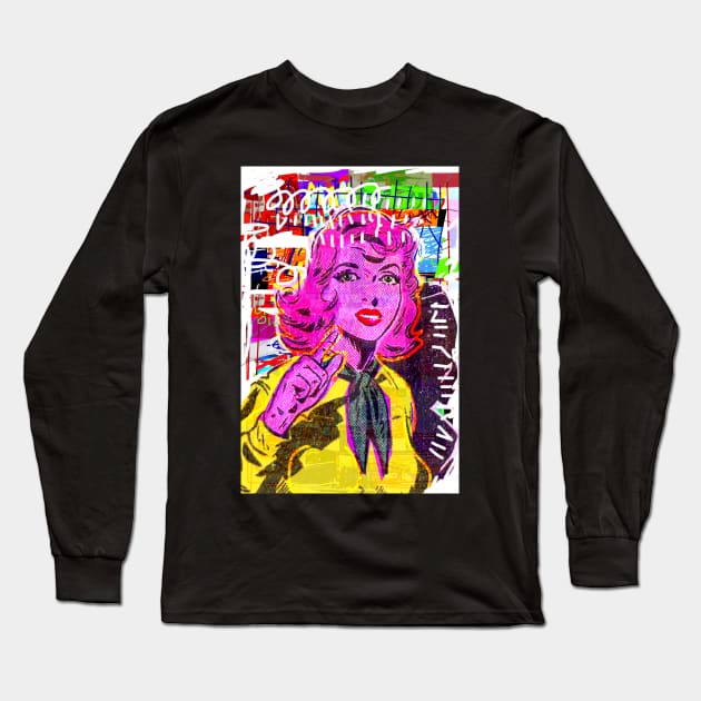 pop art girl Long Sleeve T-Shirt by Sauher